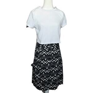 H&M BLACK /‎ WHITE Floral Cotton Soft Pleat Skirt size 14 & White Shirt Crop XL
